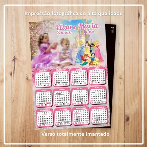 Calendário 10x15 cm com Imã Princesas