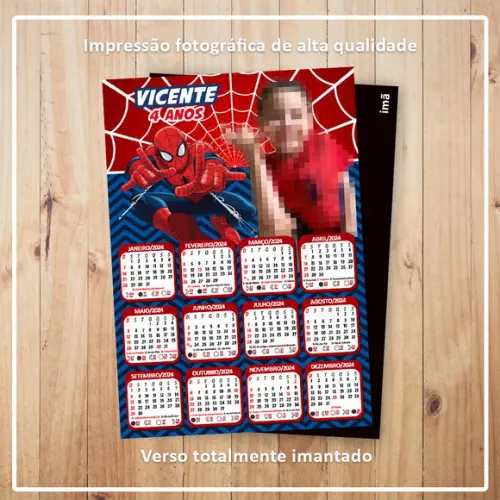 Calendário 10x15 cm com Imã Homem Aranha