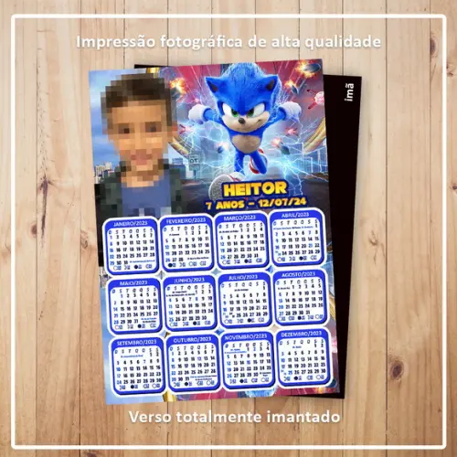 Calendário 10x15 cm com Imã Sonic
