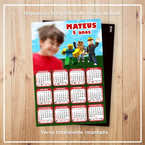 Calendário 10x15 cm com Imã Roblox