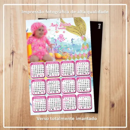 Calendário 15x21 cm com Imã Sereia Fundo do Mar