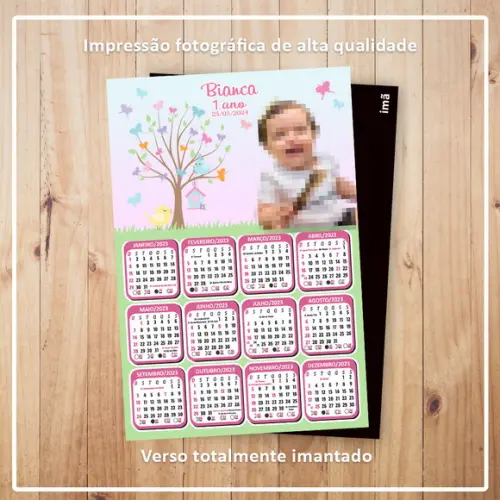 Calendário 10x7 cm com Imã Jardim de Borboletas