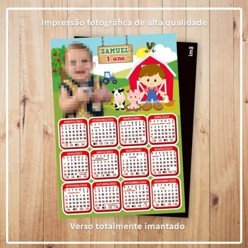 Calendário com Imã Fazendinha 15x21cm