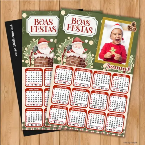 Calendário com Imã Personalizado de Natal com Foto 10x15cm