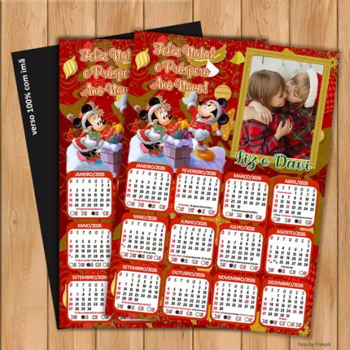 Calendário com Imã Personalizado de Natal com Foto 10x15cm
