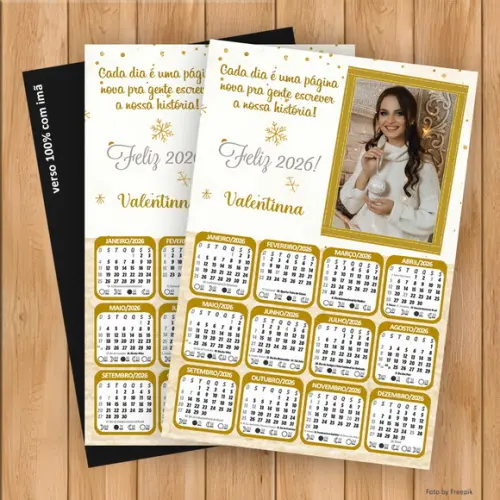 Calendário Imã Personalizado de Ano Novo com Foto 20x25
