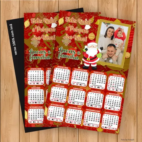 Calendário Imã Personalizado de Natal com Foto 15x21