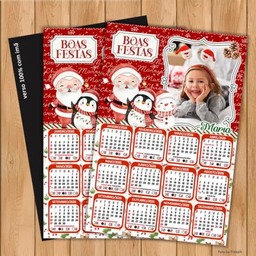 Calendário Imã Personalizado de Natal com Foto 15x21