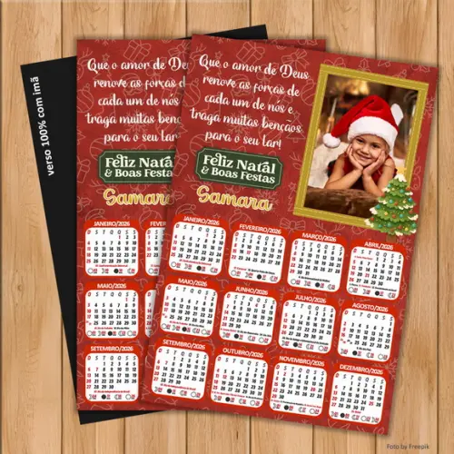 Calendário Imã Personalizado de Natal com Foto 15x21