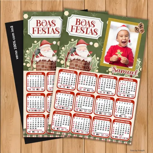 Calendário Imã Personalizado de Natal com Foto 15x21