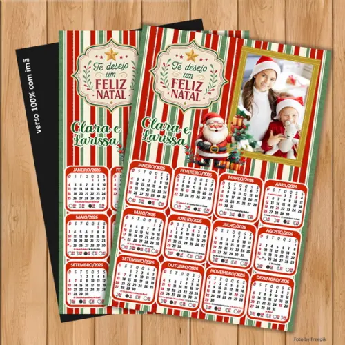 Calendário Imã Personalizado de Natal com Foto 15x21