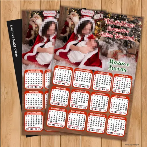 Calendário Imã Personalizado de Natal com Foto 15x21