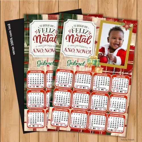 Calendário Imã Personalizado de Natal com Foto 20x25