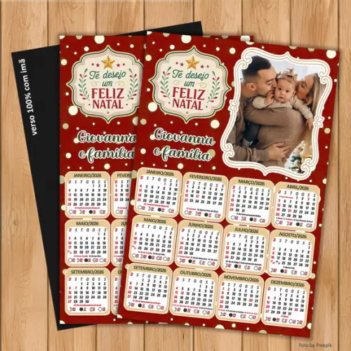 Calendário Imã Personalizado de Natal com Foto 20x25