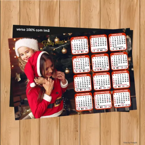 Calendário Imã Personalizado de Natal com Foto 20x25