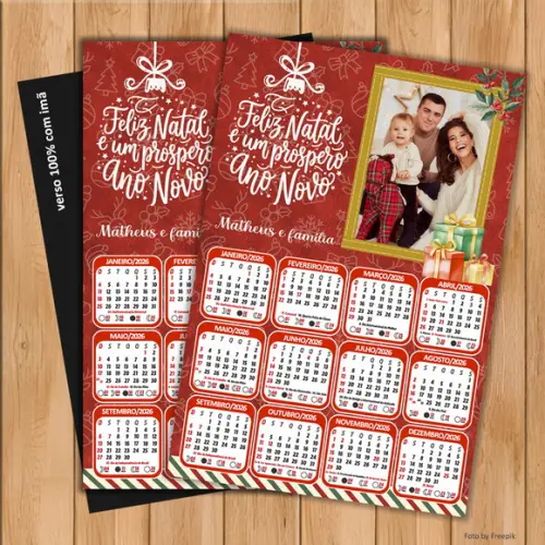 Calendário Imã Personalizado de Natal com Foto 20x25