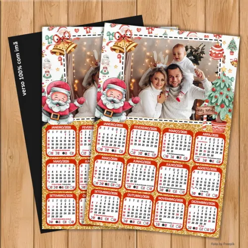 Calendário Imã Personalizado de Natal com Foto 20x25