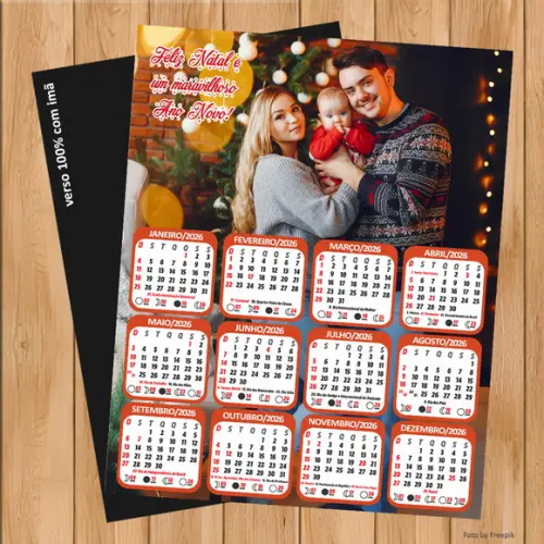 Calendário Imã Personalizado de Natal com Foto 20x25