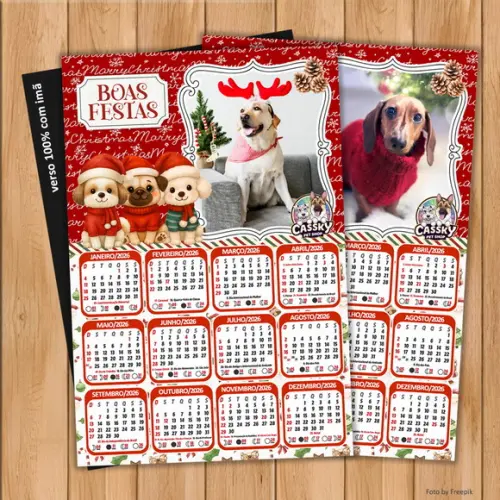 Calendário Imã Personalizado de Natal para Petshop 20x25 cm