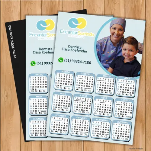 Calendário Imã Personalizado Dentista 20x25cm