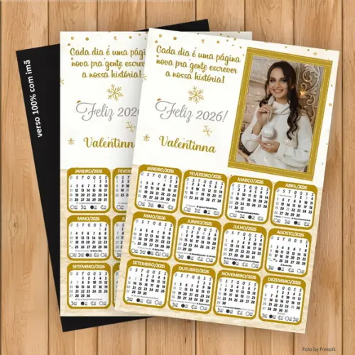 Calendário Personalizado Ano Novo com Imã 10x15cm