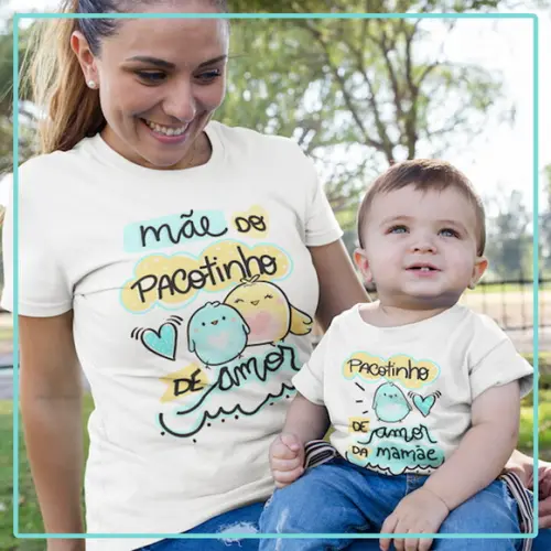 Camisa Mãe e Filho - Dia das Mães - Pacotinho de Amor