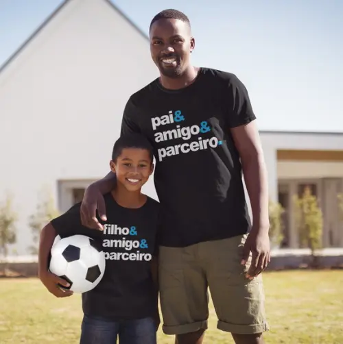 Camisas Algodão Pai e Filho - Pai Amigo Parceiro