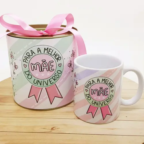 Caneca com Tubolata Dia das Mães - Melhor Mãe do Universo