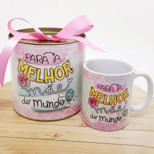 Caneca com Tubolata Dia das Mães - Melhor Mãe do Mundo