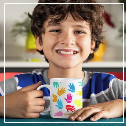 Caneca de Cerâmica Especial Formandos Mãos Coloridas