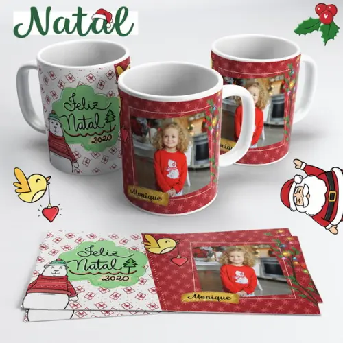 Caneca de Cerâmica Feliz Natal Urso Polar