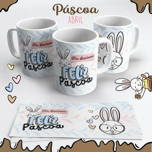 Caneca de Cerâmica Feliz Páscoa