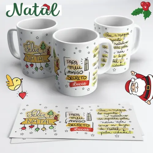 Caneca de Cerâmica Natal Amigo Secreto