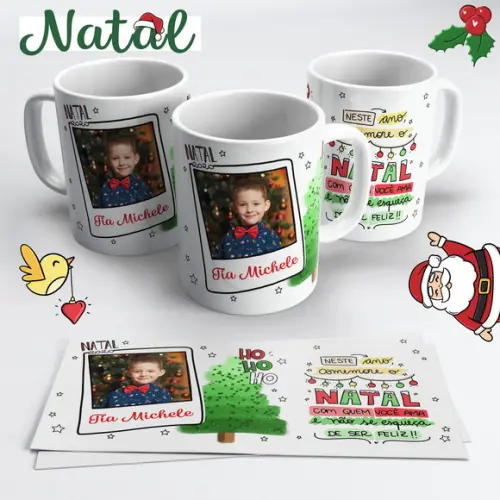 Caneca de Cerâmica Natal com Foto