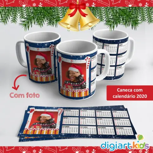 Caneca de Cerâmica Natal com Foto e Calendário