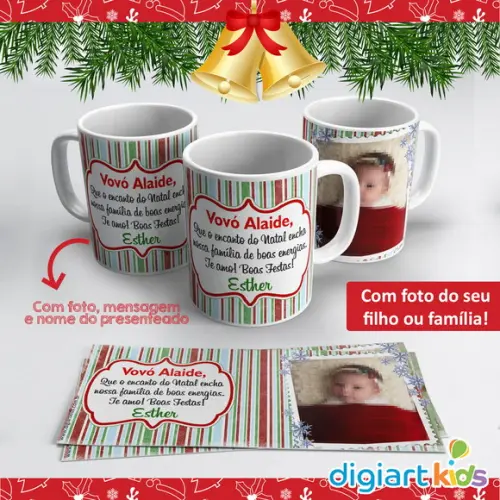Caneca de Cerâmica Natal com Foto e Mensagem