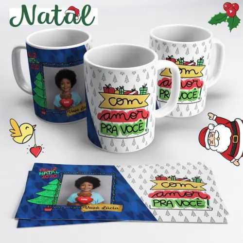 Caneca de Cerâmica Natal com Amor pra Você