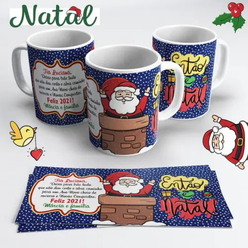 Caneca de Cerâmica Natal com Mensagem Personalizada
