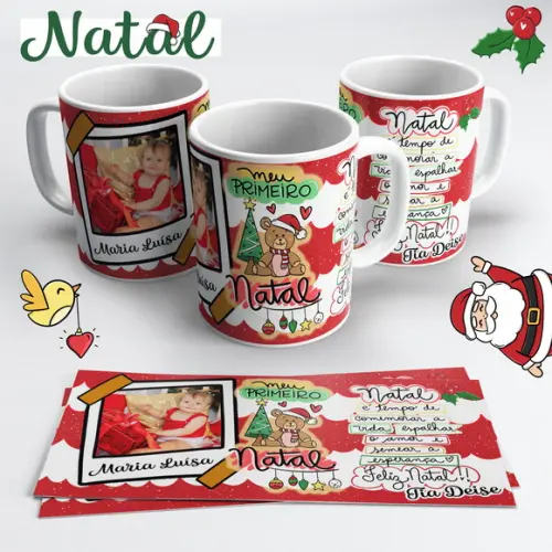 Caneca de Cerâmica Natal Meu Primeiro Natal