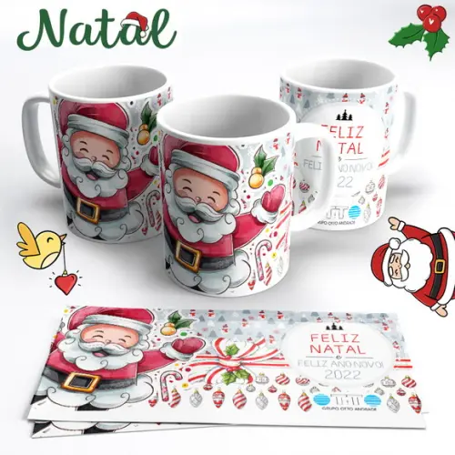 Caneca de Cerâmica Natal Papai Noel com Logo