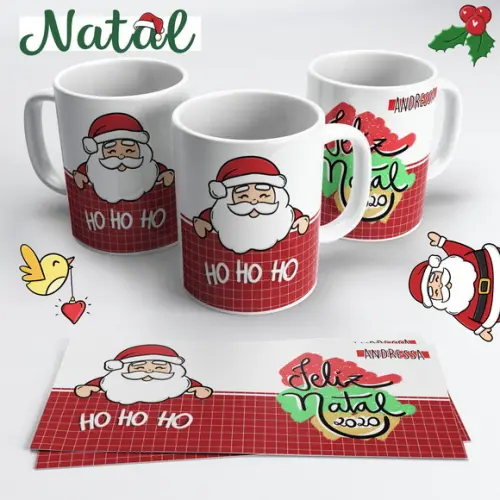 Caneca de Cerâmica Natal Papai Noel Ho Ho Ho