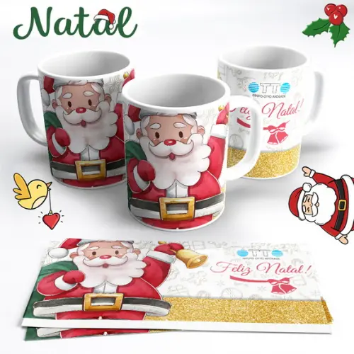 Caneca de Cerâmica Natal Papai Noel para Empresas