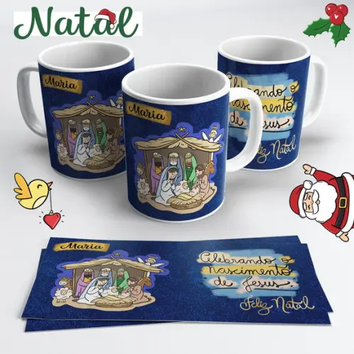 Caneca de Cerâmica Natal Presépio