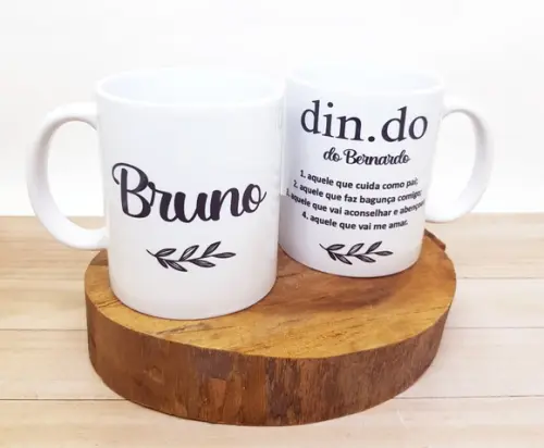 Caneca de Cerâmica para Padrinhos Dinda Dindo