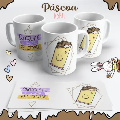 Caneca de Cerâmica Páscoa Barra de Chocolate