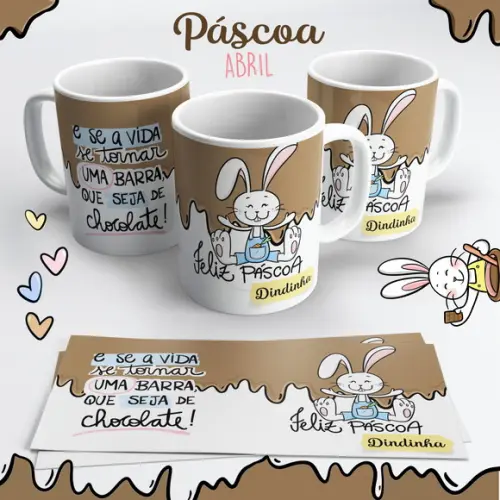 Caneca de Cerâmica Páscoa Chocolate