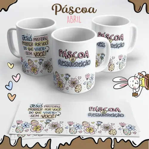Caneca de Cerâmica Páscoa Jesus Ressurreição