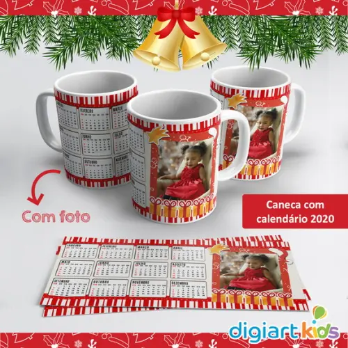 Caneca de Natal com Calendário e Foto