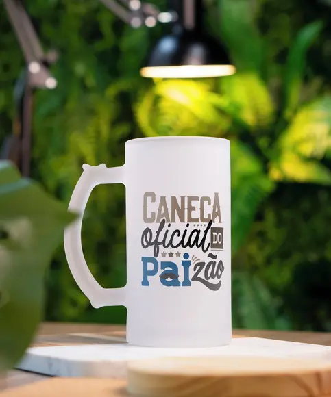 Caneca de Chopp Dia dos Pais Vidro Jateada