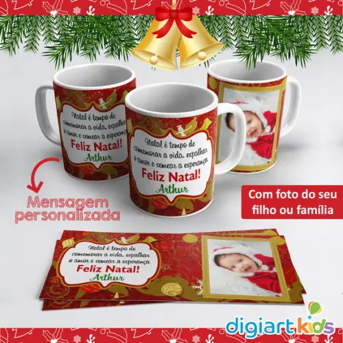 Caneca de Natal com Foto e Mensagem